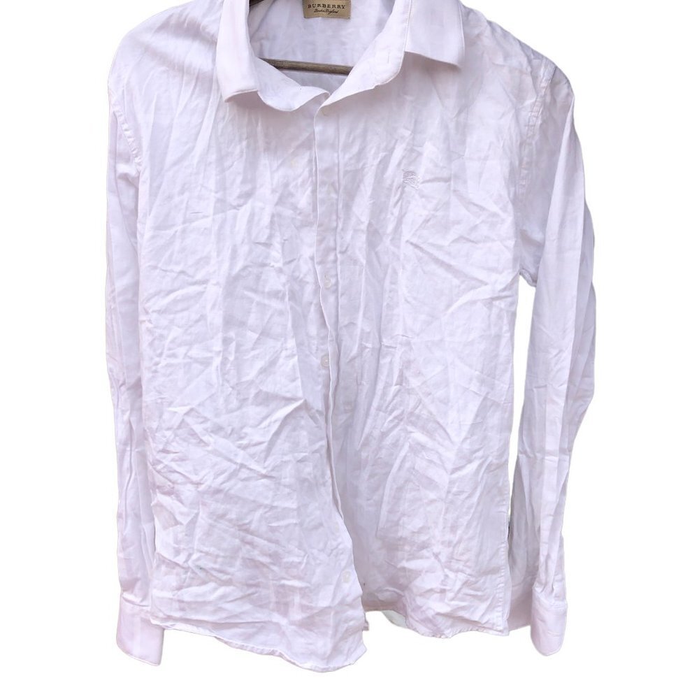 VINTAGE Burberry Shirt Large White - Picture 8 of 10